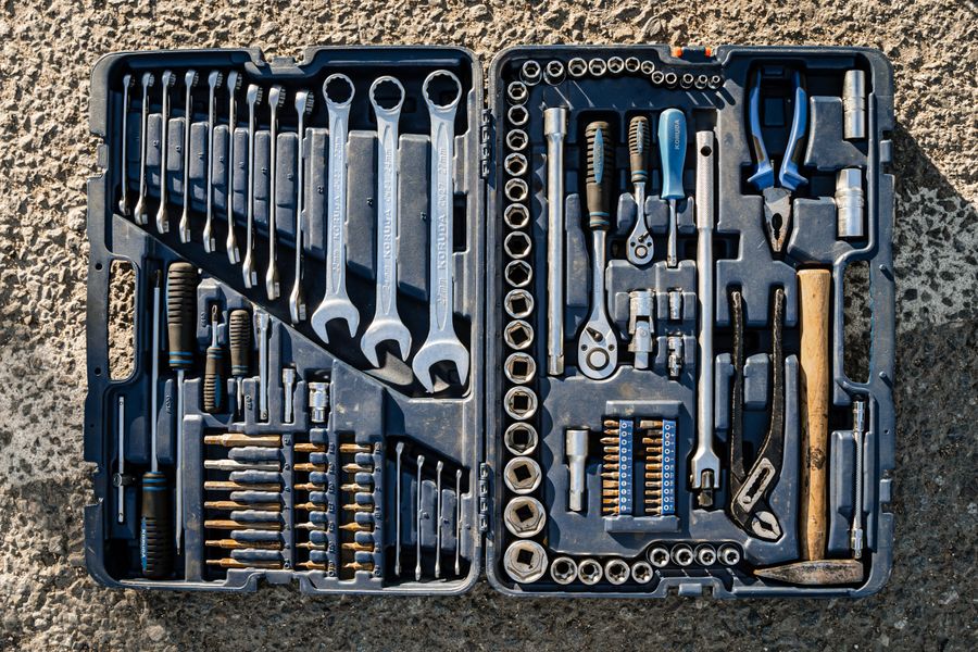 Organized tool case kept ready for emergency well pump repair calls